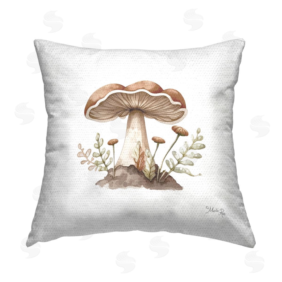 Marla Rae Soft Minimal Mushroom Outdoor Quick-Dry Polyester Printed Throw Pillow