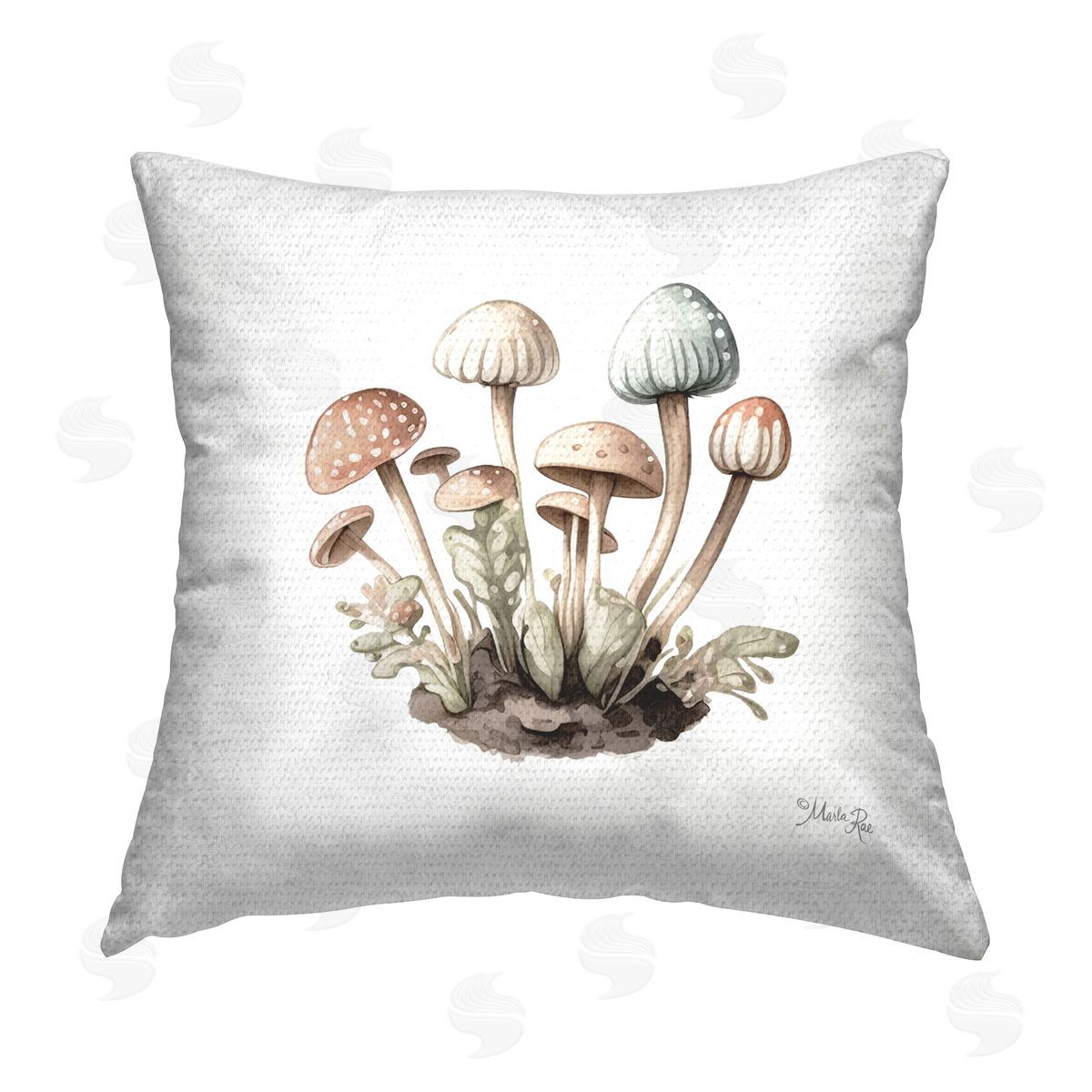 Marla Rae Soft Sprouting Mushrooms Outdoor Quick-Dry Polyester Printed Throw Pillow