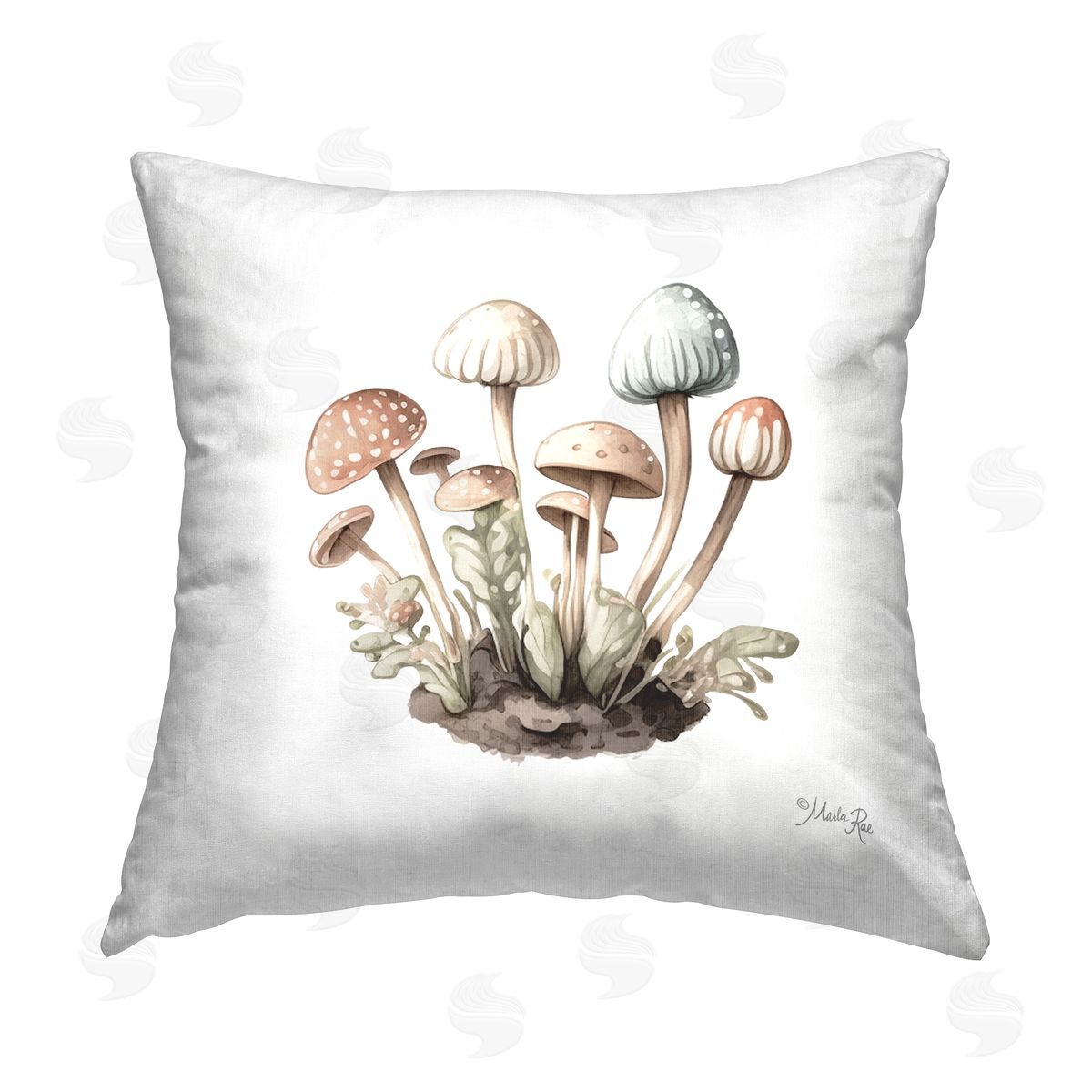 Marla Rae Soft Sprouting Mushrooms Printed Plush Polyester Throw Pillow
