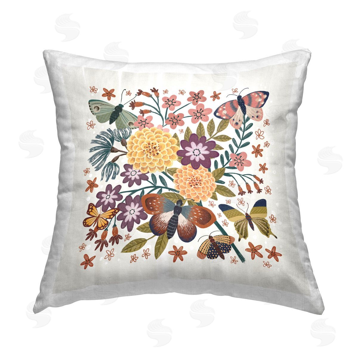 Raquel Maciel Floral Dahlia Collage Printed Plush Polyester Throw Pillow