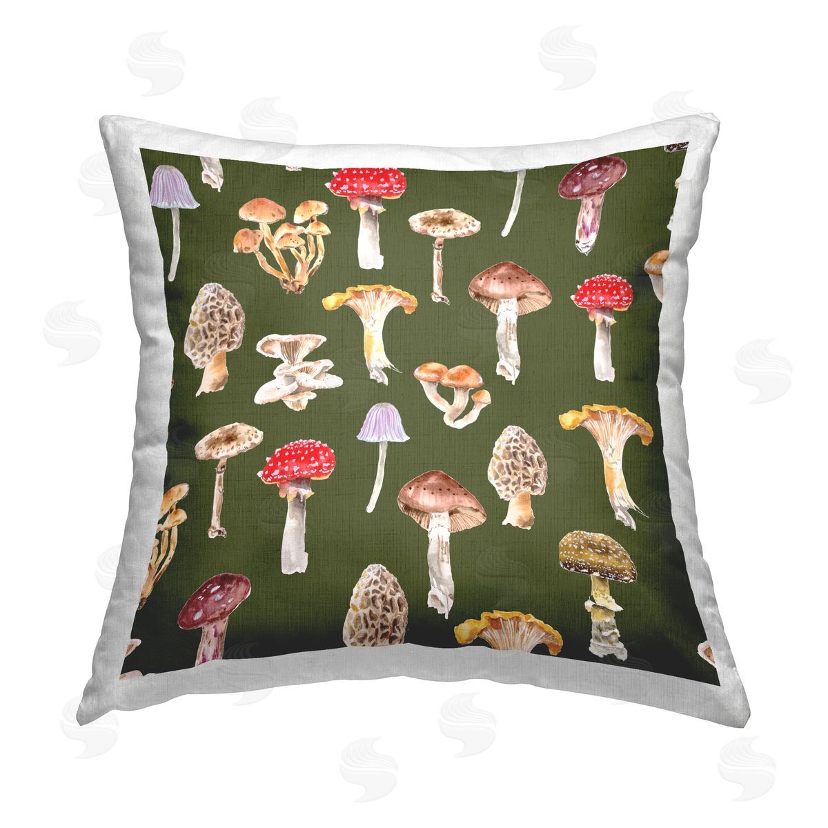 Two If By Sea Studios Mushroom Patter on Grey Printed Plush Polyester Throw Pillow