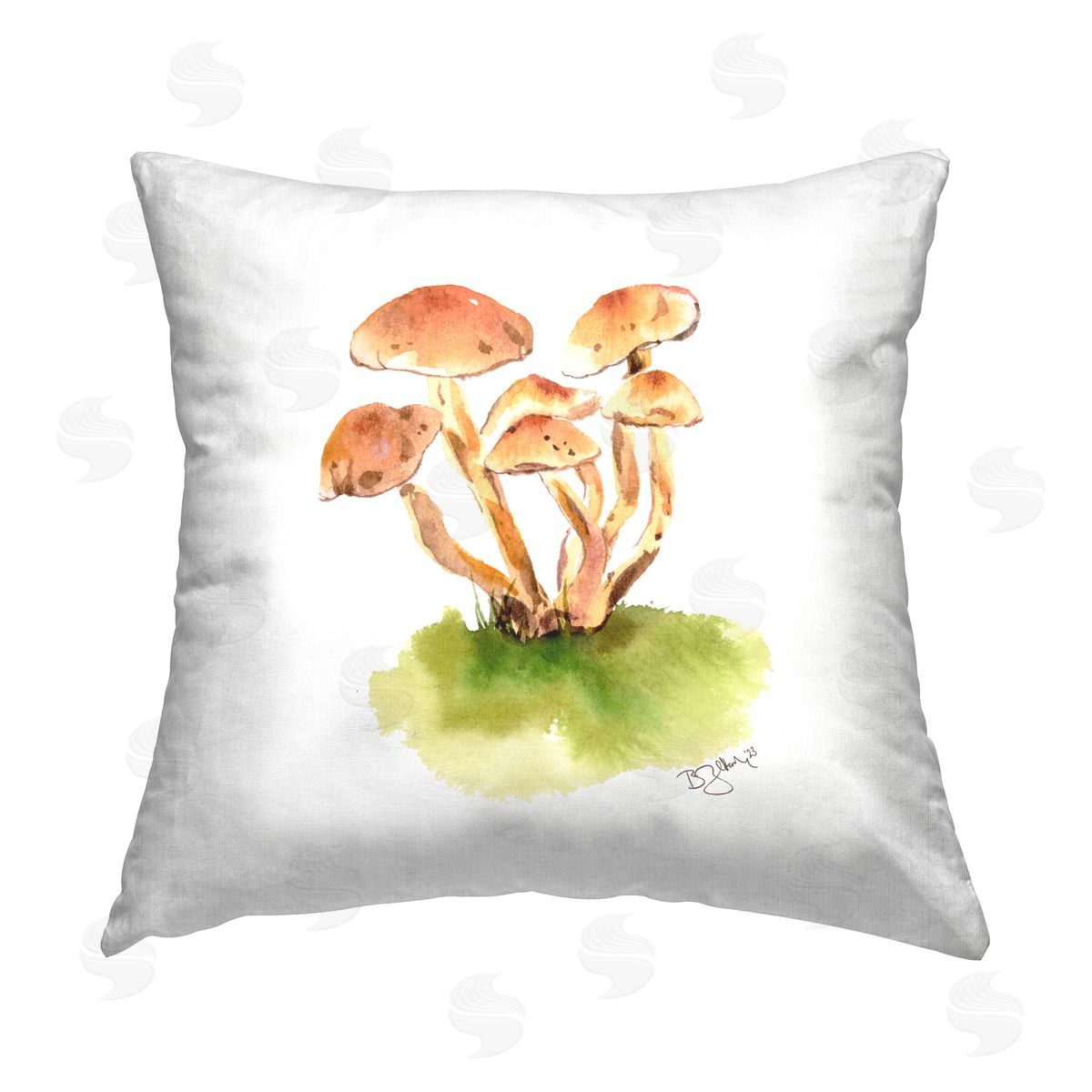 Two If By Sea Studios Muted Mushroom Sprouts Printed Plush Polyester Throw Pillow