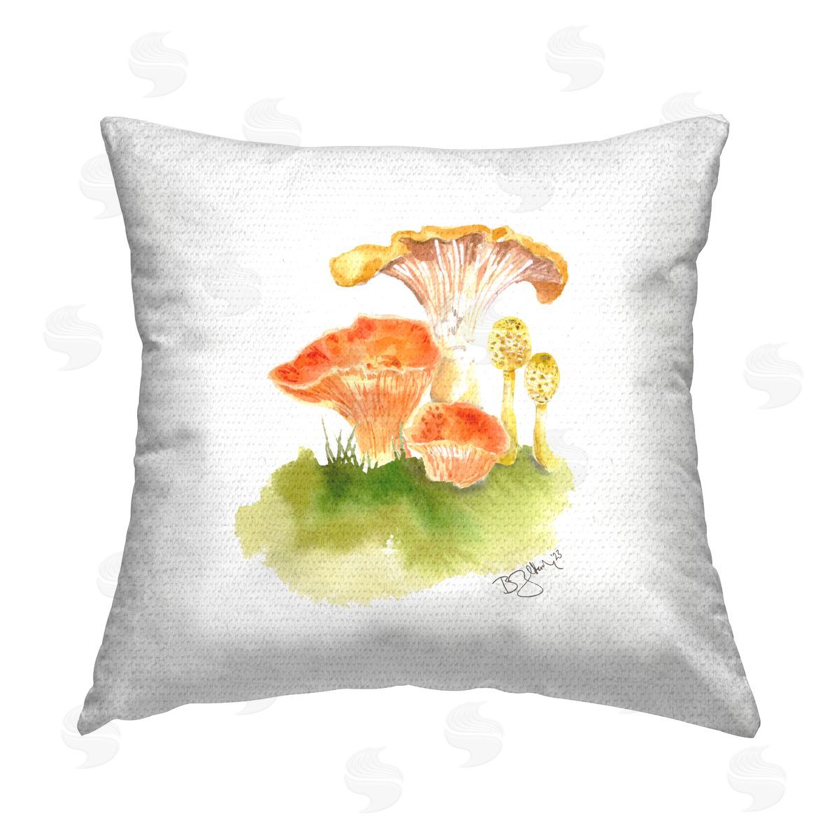 Two If By Sea Studios Varied Mushroom Types Outdoor Quick-Dry Polyester Printed Throw Pillow