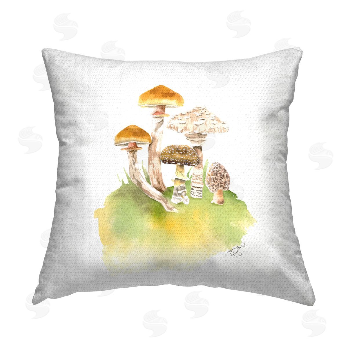 Two If By Sea Studios Woodland Mushroom Plants Outdoor Quick-Dry Polyester Printed Throw Pillow