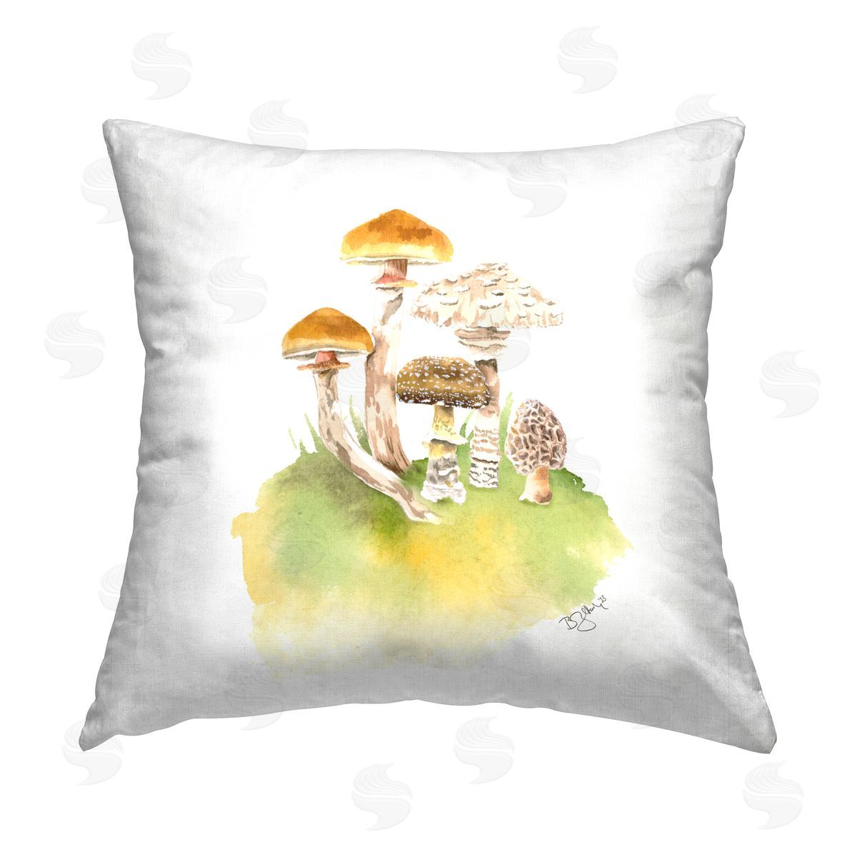 Two If By Sea Studios Woodland Mushroom Plants Printed Plush Polyester Throw Pillow