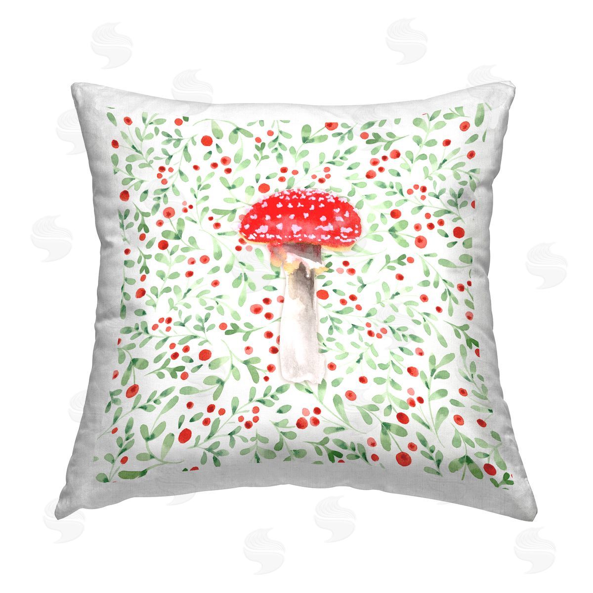 Two If By Sea Studios Botanical Patterned Mushroom Printed Plush Polyester Throw Pillow