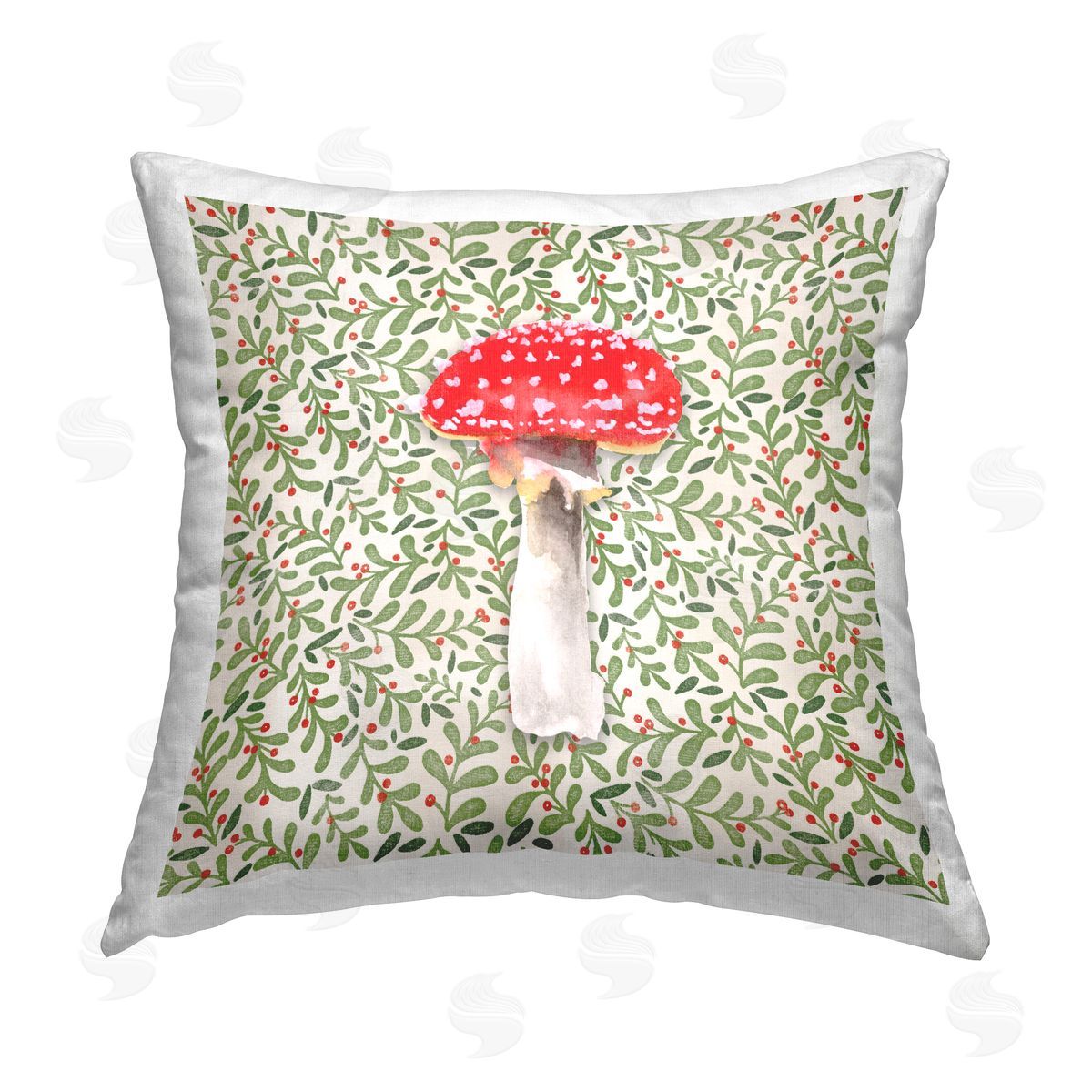 Two If By Sea Studios Grey Mushroom Pattern Printed Plush Polyester Throw Pillow