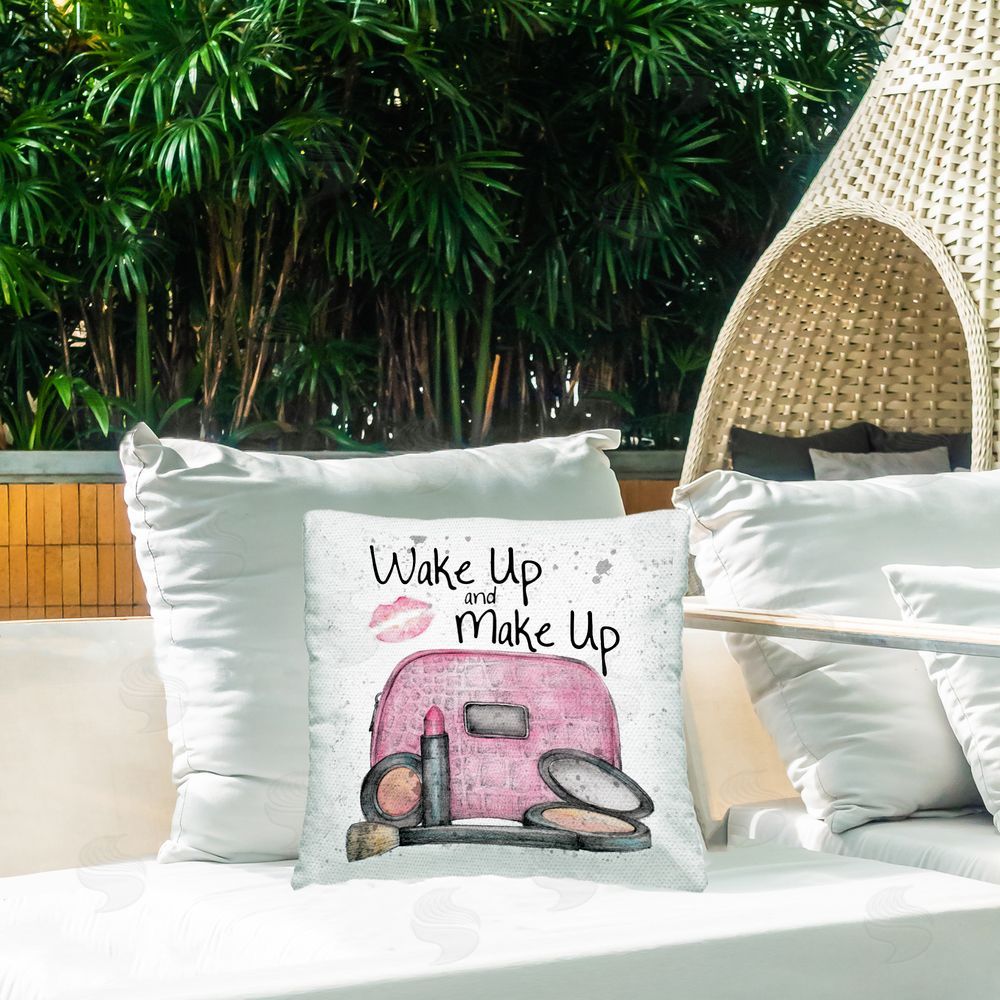 Studio 731 rep. Levison Designs Wake Up & Makeup Glam Outdoor Quick-Dry Polyester Printed Throw Pillow in Back Yard