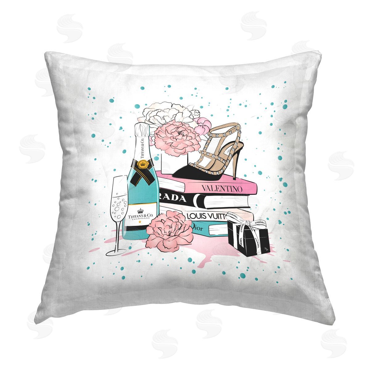 Martina Pavlova Modern Pattern Glam Bookstack Printed Plush Polyester Throw Pillow