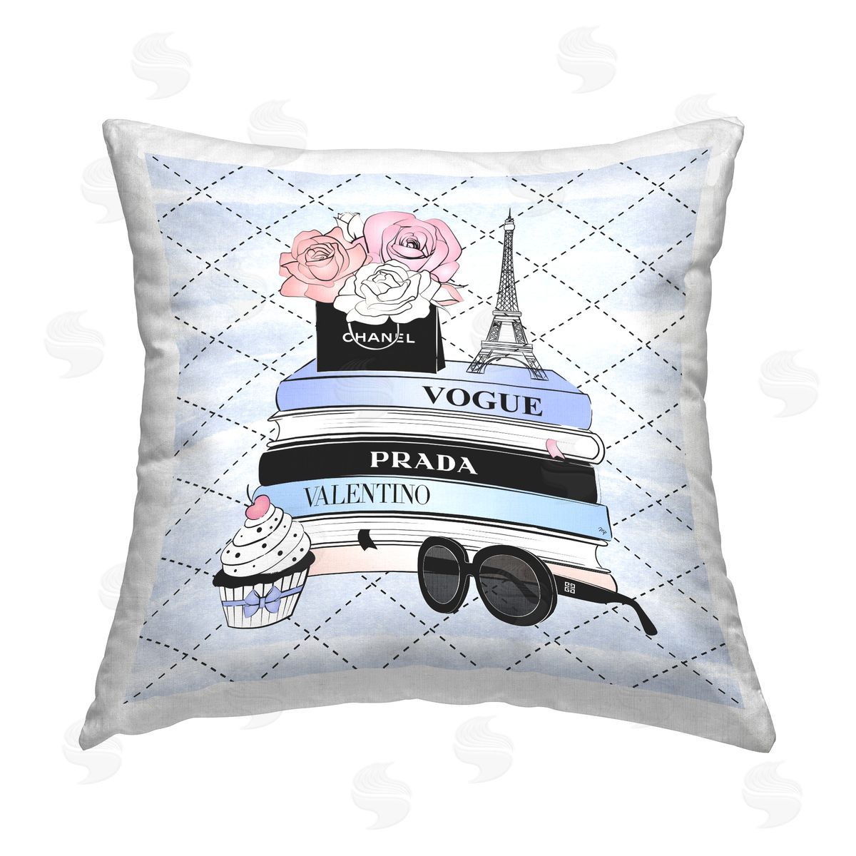 Martina Pavlova Glam Bookstack on Pattern Printed Plush Polyester Throw Pillow