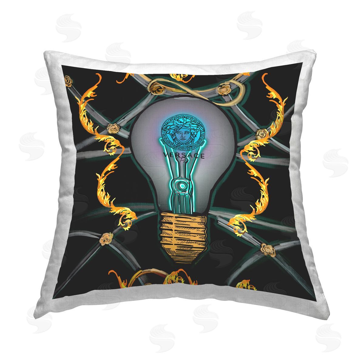 Amelia Noyes Chic Glam Lightbulb Printed Plush Polyester Throw Pillow