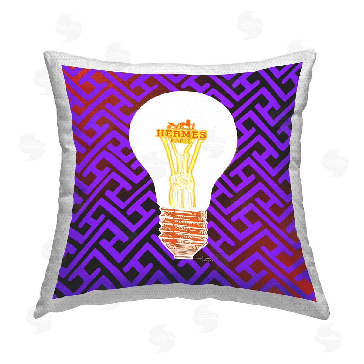 Amelia Noyes Vivid Patterned Lightbulb Outdoor Quick-Dry Polyester Printed Throw Pillow