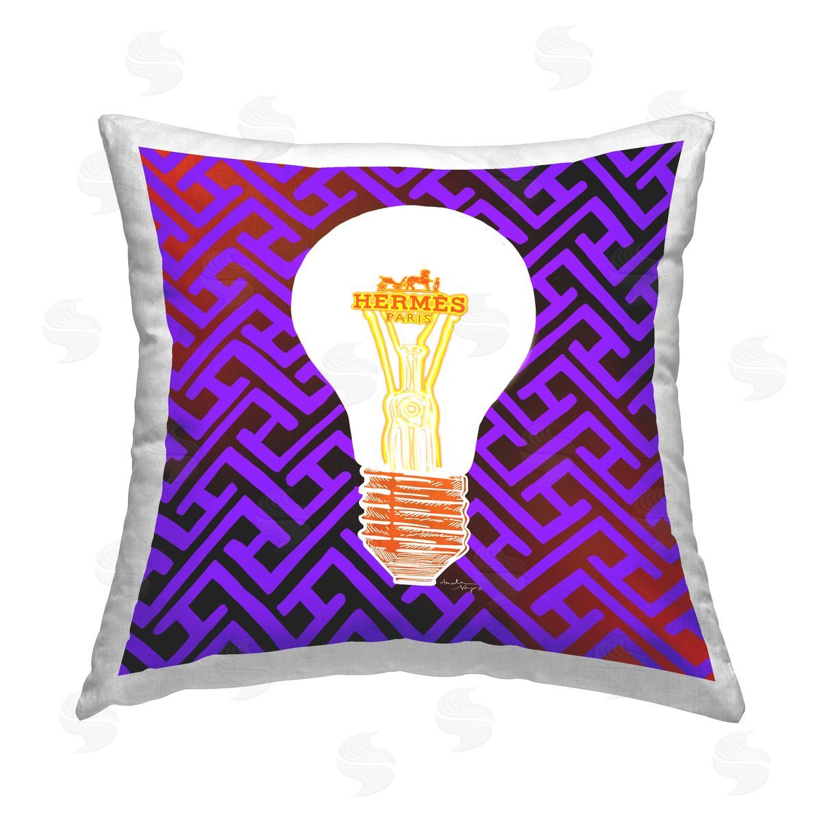 Amelia Noyes Vivid Patterned Lightbulb Printed Plush Polyester Throw Pillow