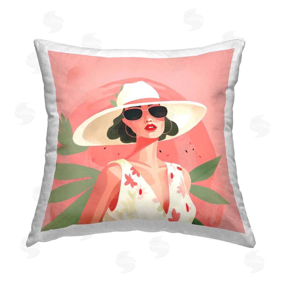 Lazar Studio Tropical Summer Fashion Printed Plush Polyester Throw Pillow