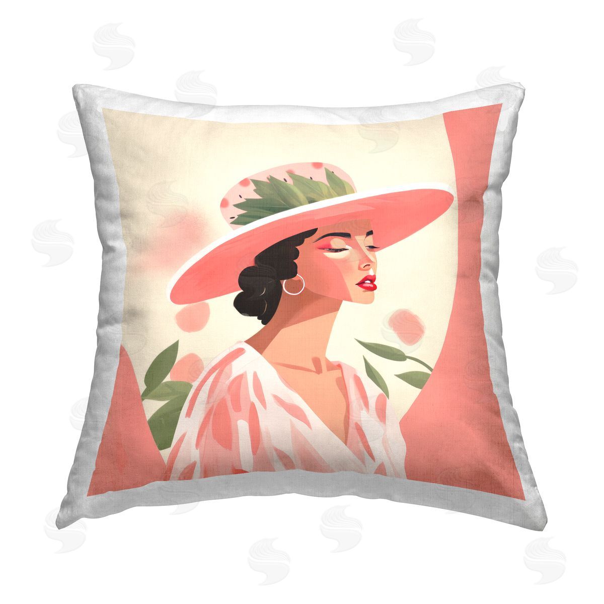 Lazar Studio Pastel Glam Fashionista Printed Plush Polyester Throw Pillow