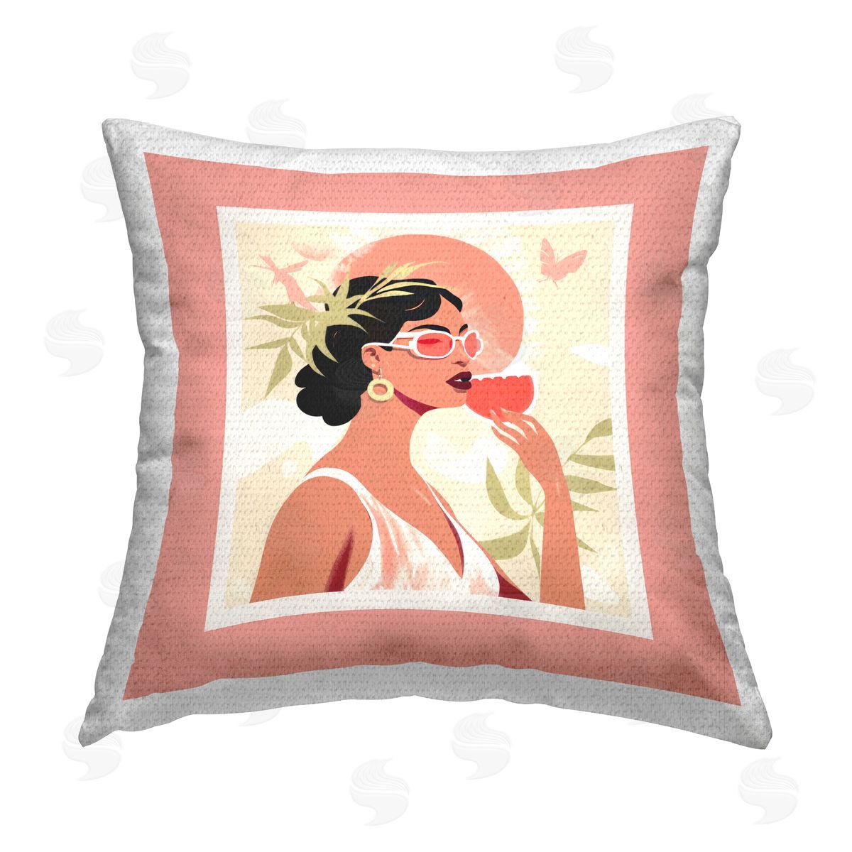 Lazar Studio Trendy Female with Plants Outdoor Quick-Dry Polyester Printed Throw Pillow