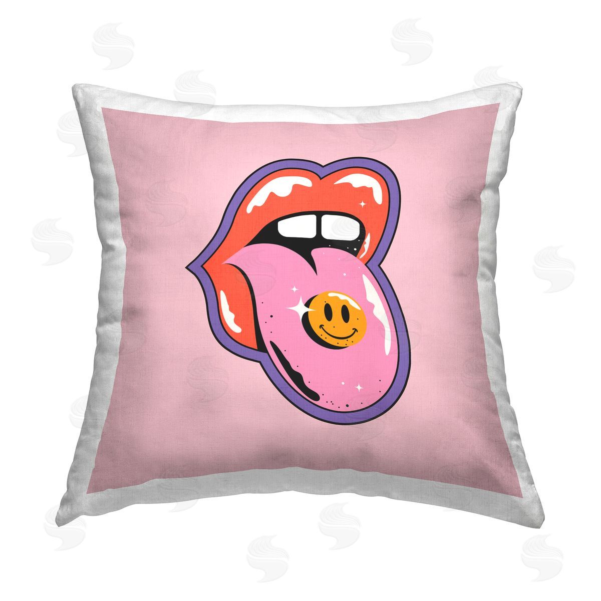 House of Lulu Lips & Tongue Music Symbol Printed Plush Polyester Throw Pillow