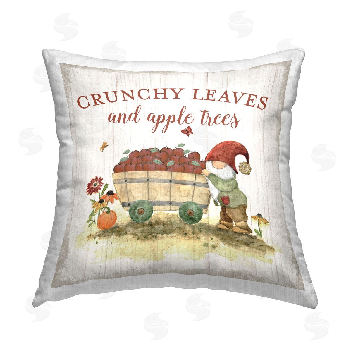 Tava Studios Gnome & Apple Harvest Printed Plush Polyester Throw Pillow