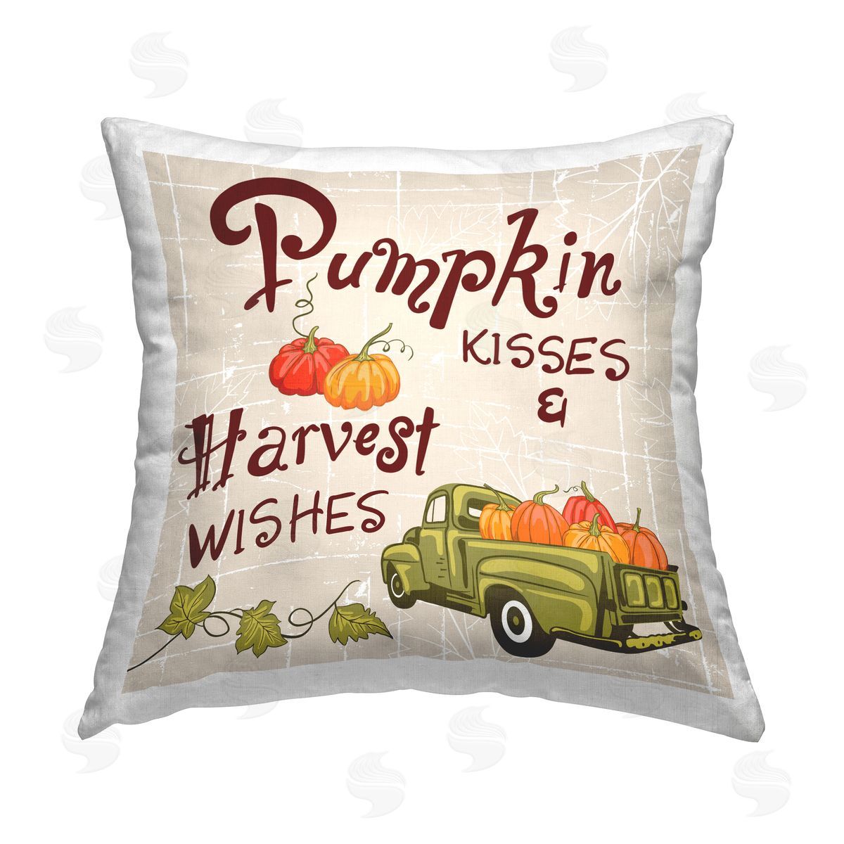 Diane Labombarbe Autumn Pumpkins & Phrase Printed Plush Polyester Throw Pillow