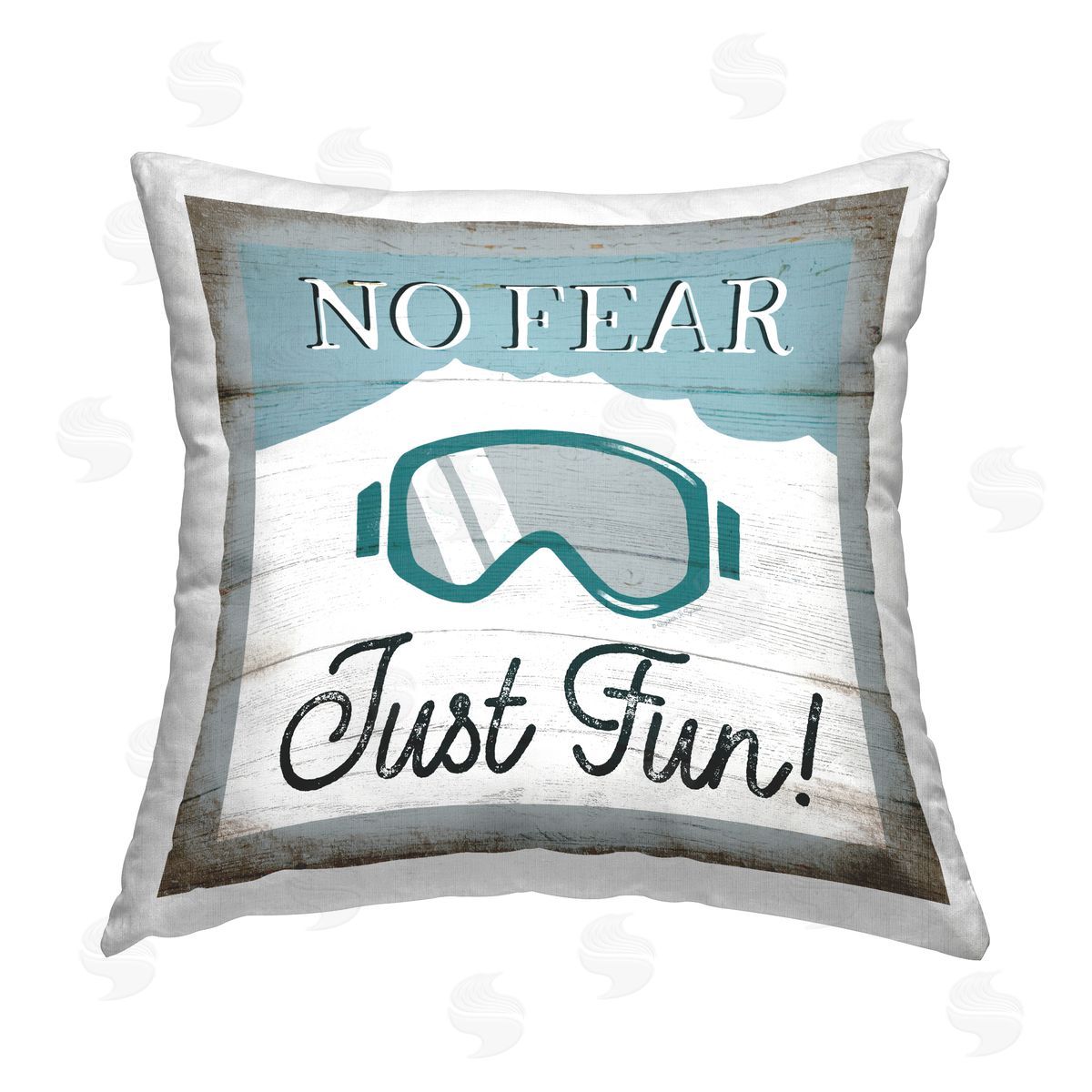 Elizabeth Tyndall Fun Rustic Skiing Saying Printed Plush Polyester Throw Pillow