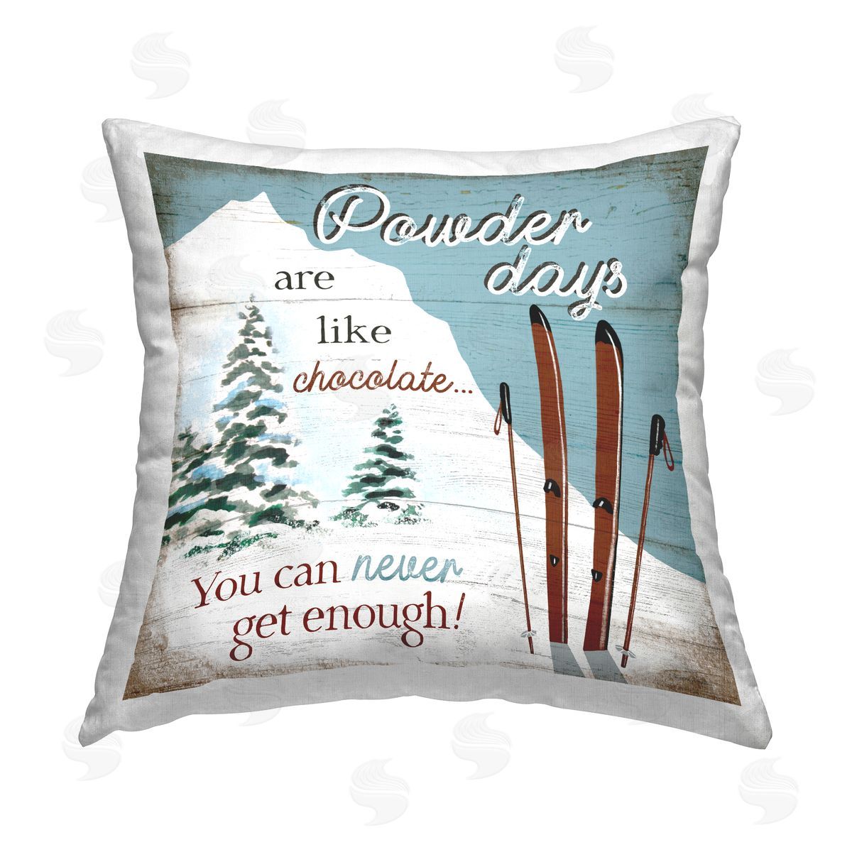 Elizabeth Tyndall Rustic Powder Days Phrase Printed Plush Polyester Throw Pillow