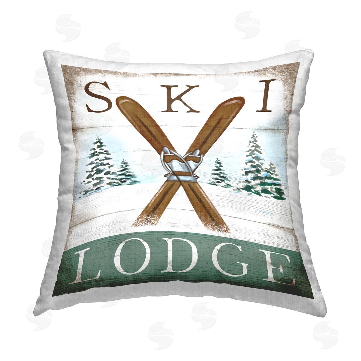 Elizabeth Tyndall Vintage Ski Lodge Printed Plush Polyester Throw Pillow