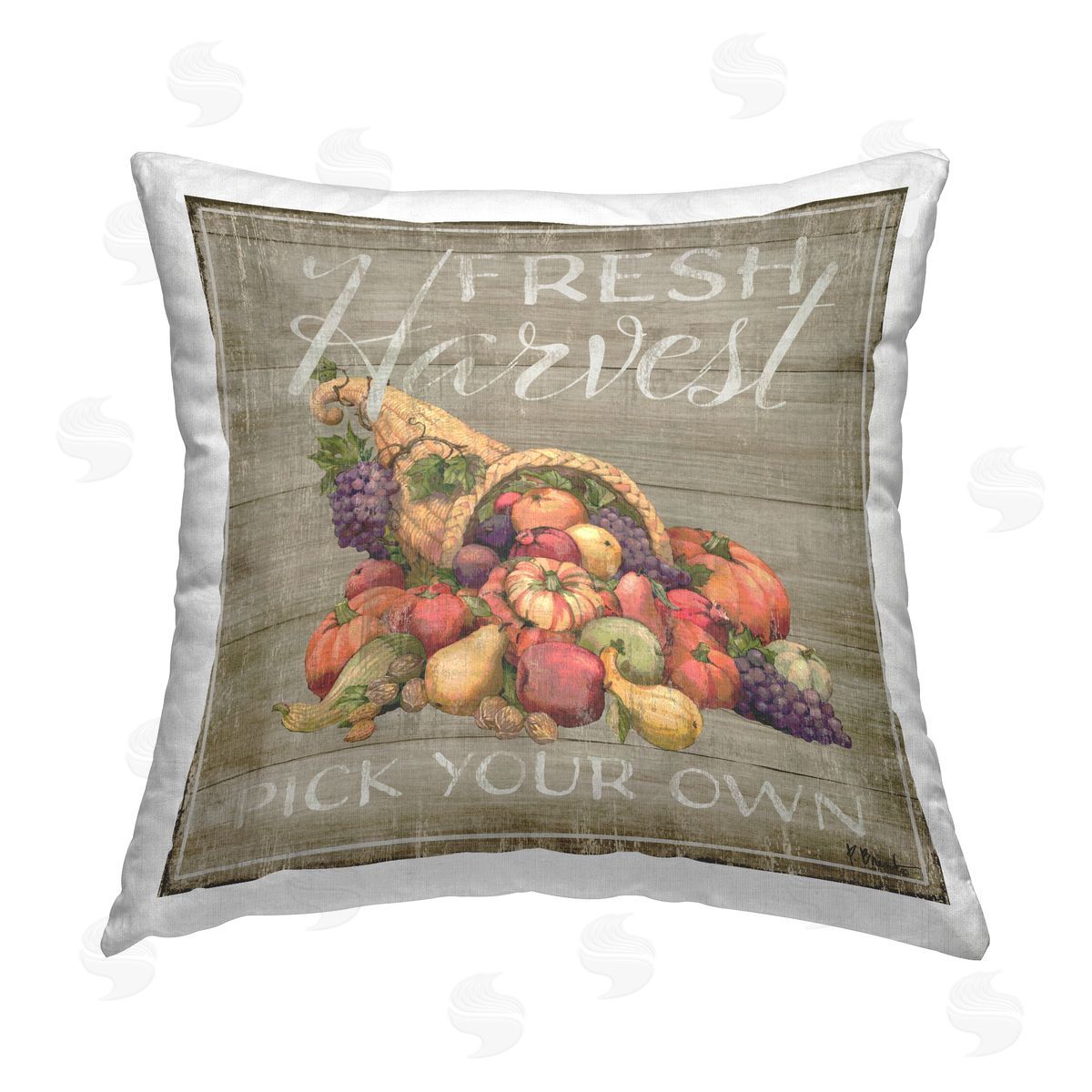 Paul Brent Fresh Harvest Cornucopia Printed Plush Polyester Throw Pillow