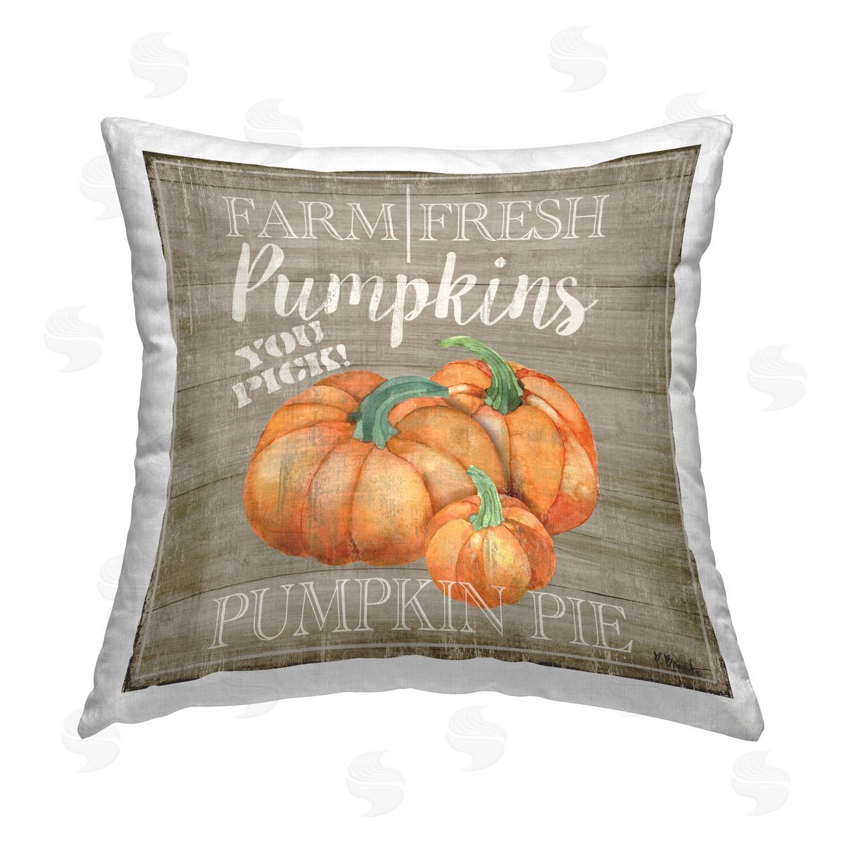 Paul Brent Rustic Patterned Pumpkins Printed Plush Polyester Throw Pillow