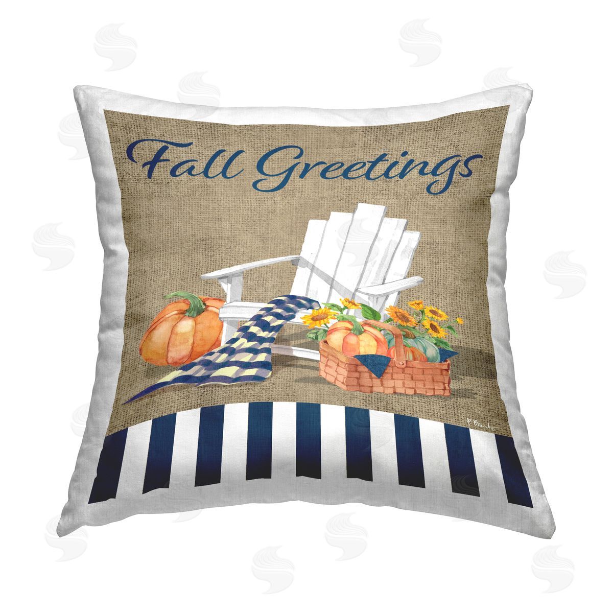Paul Brent Fall Greetings Scene Printed Plush Polyester Throw Pillow