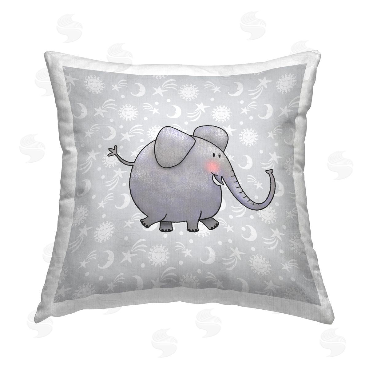 Jeff McKinley rep. Levison Designs Patterned Elephant Nursery Printed Plush Polyester Throw Pillow