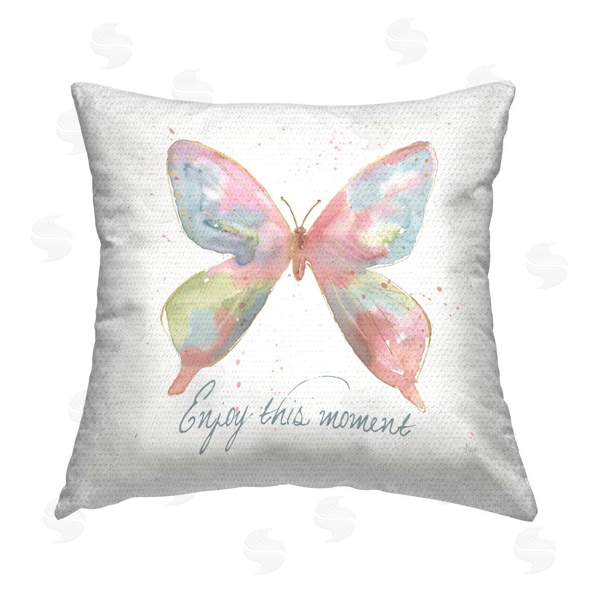 Nan Pastel Butterfly with Phrase Outdoor Quick-Dry Polyester Printed Throw Pillow