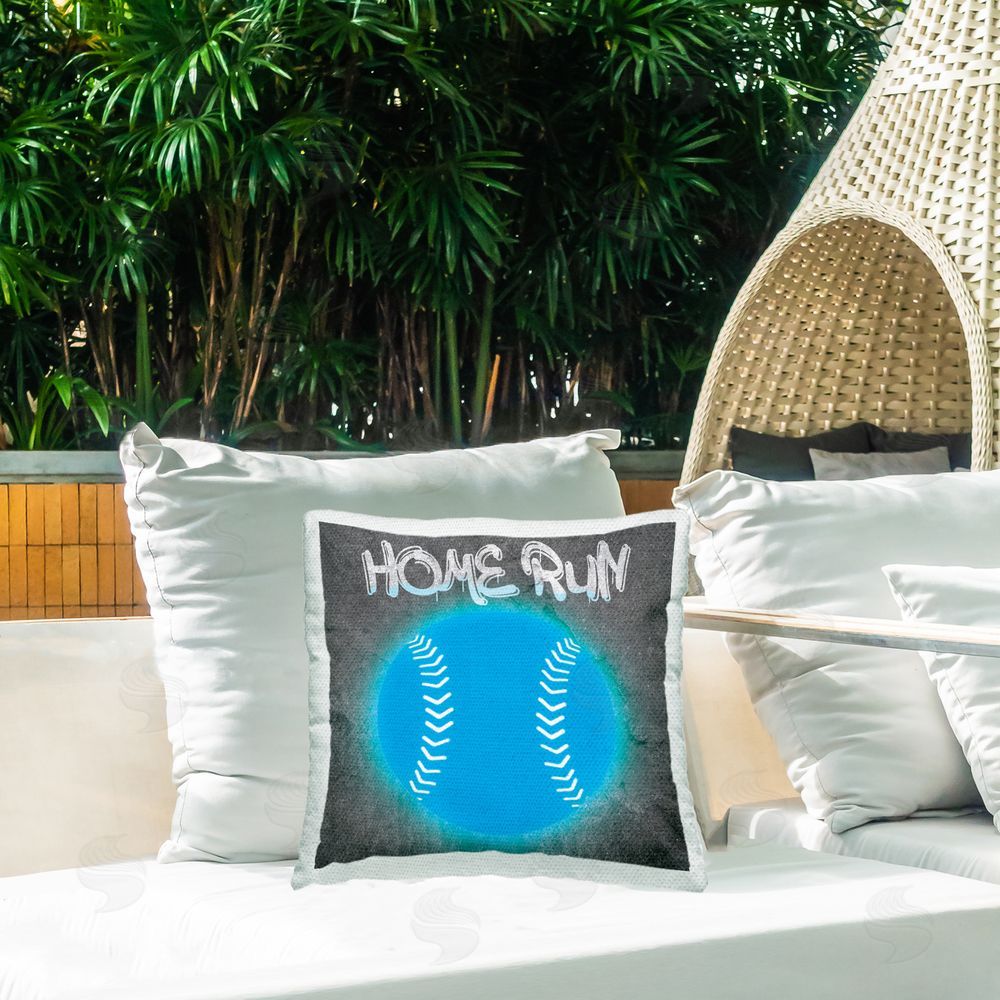 CAD Designs Home Run Baseball Graffiti Outdoor Quick-Dry Polyester Printed Throw Pillow in Back Yard