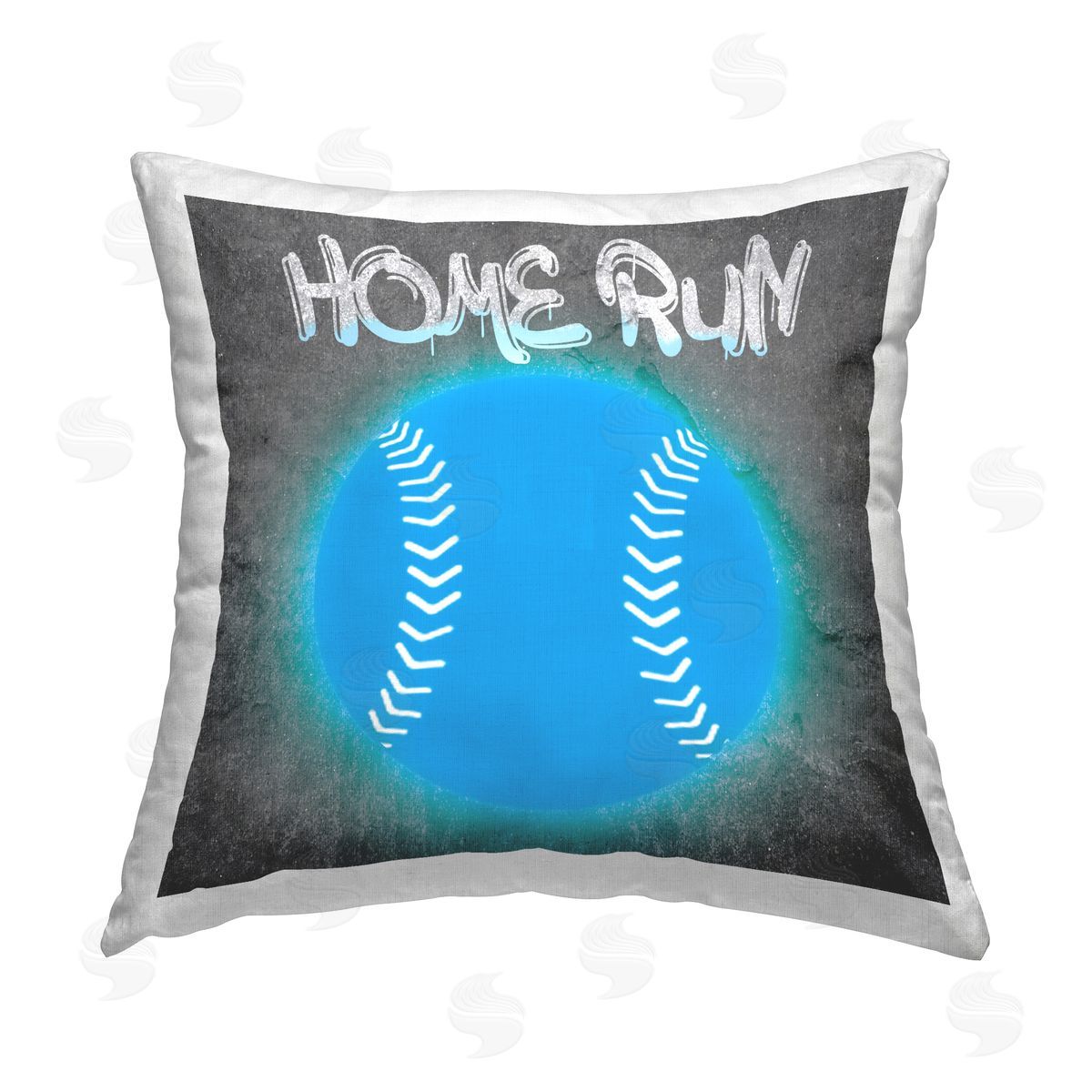 CAD Designs Home Run Baseball Graffiti Printed Plush Polyester Throw Pillow