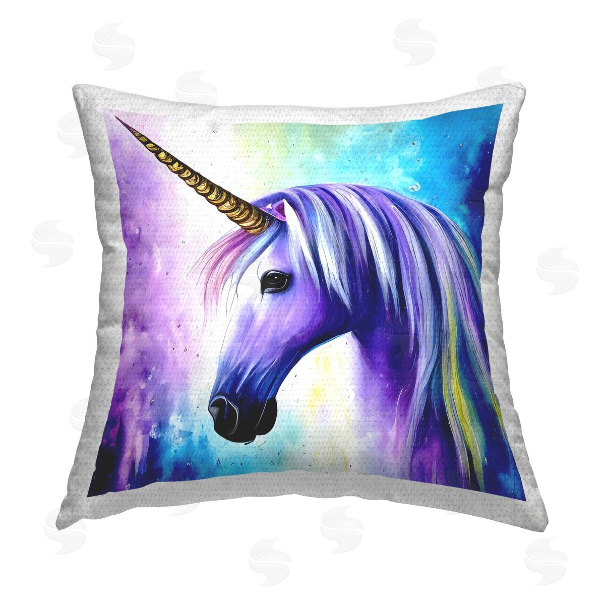Denise Dundon Bold Purple Unicorn Outdoor Quick-Dry Polyester Printed Throw Pillow