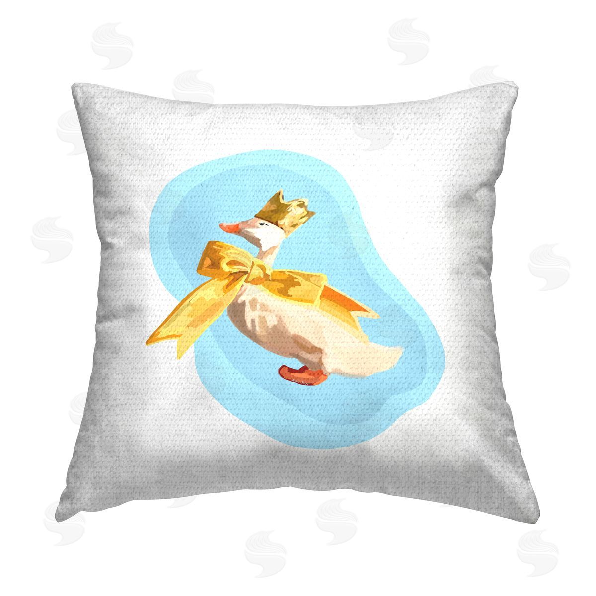 Amelia Noyes Royal Goose with Bow Outdoor Quick-Dry Polyester Printed Throw Pillow