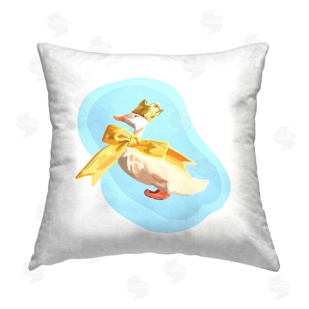 Amelia Noyes Royal Goose with Bow Printed Plush Polyester Throw Pillow