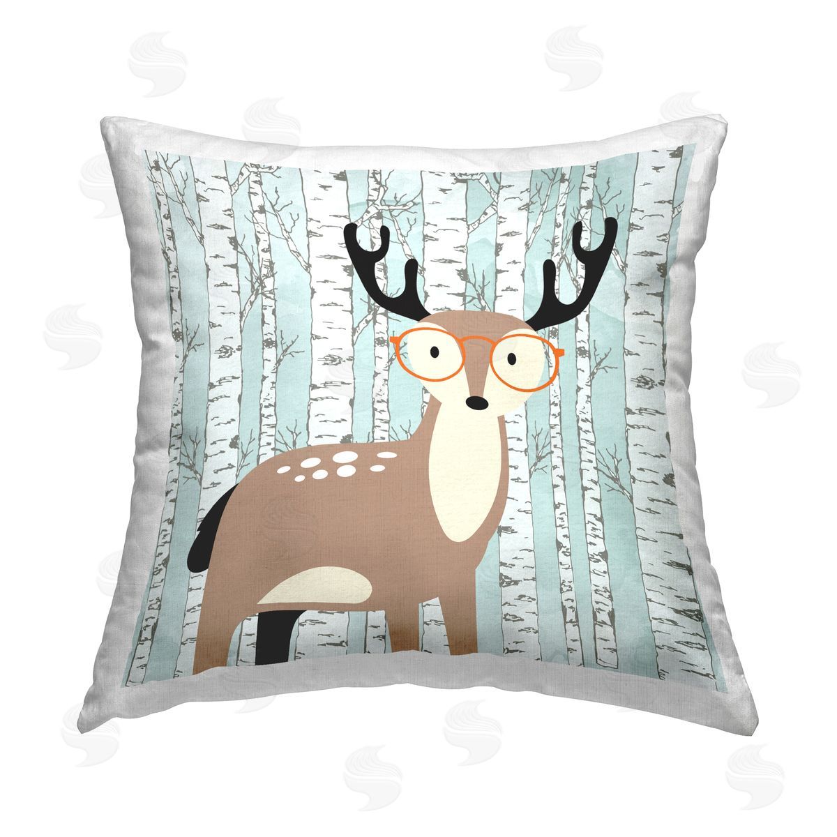 Kim Allen Deer & Birch Trees Printed Plush Polyester Throw Pillow