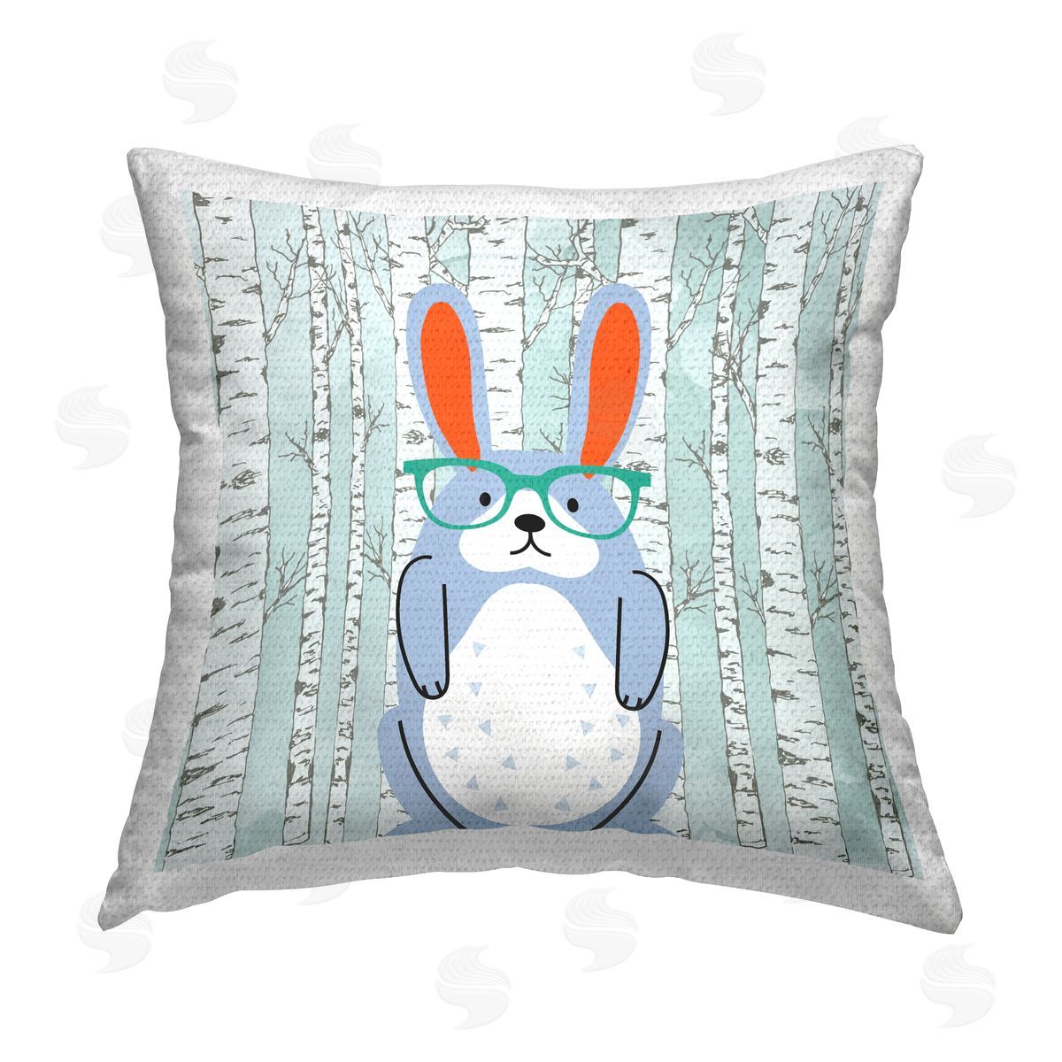 Kim Allen Rabbit & Birch Trees Outdoor Quick-Dry Polyester Printed Throw Pillow