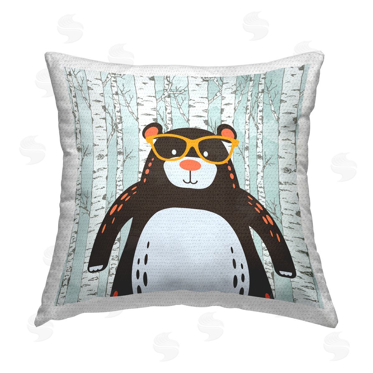 Kim Allen Bear & Birch Trees Outdoor Quick-Dry Polyester Printed Throw Pillow