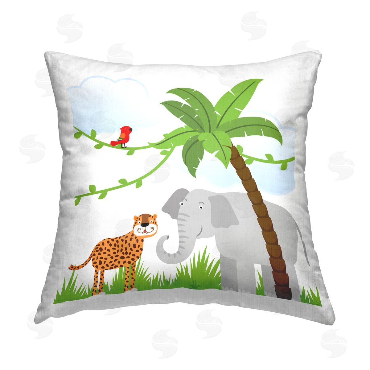 Kim Allen Fun Cartoon Jungle Animals Printed Plush Polyester Throw Pillow