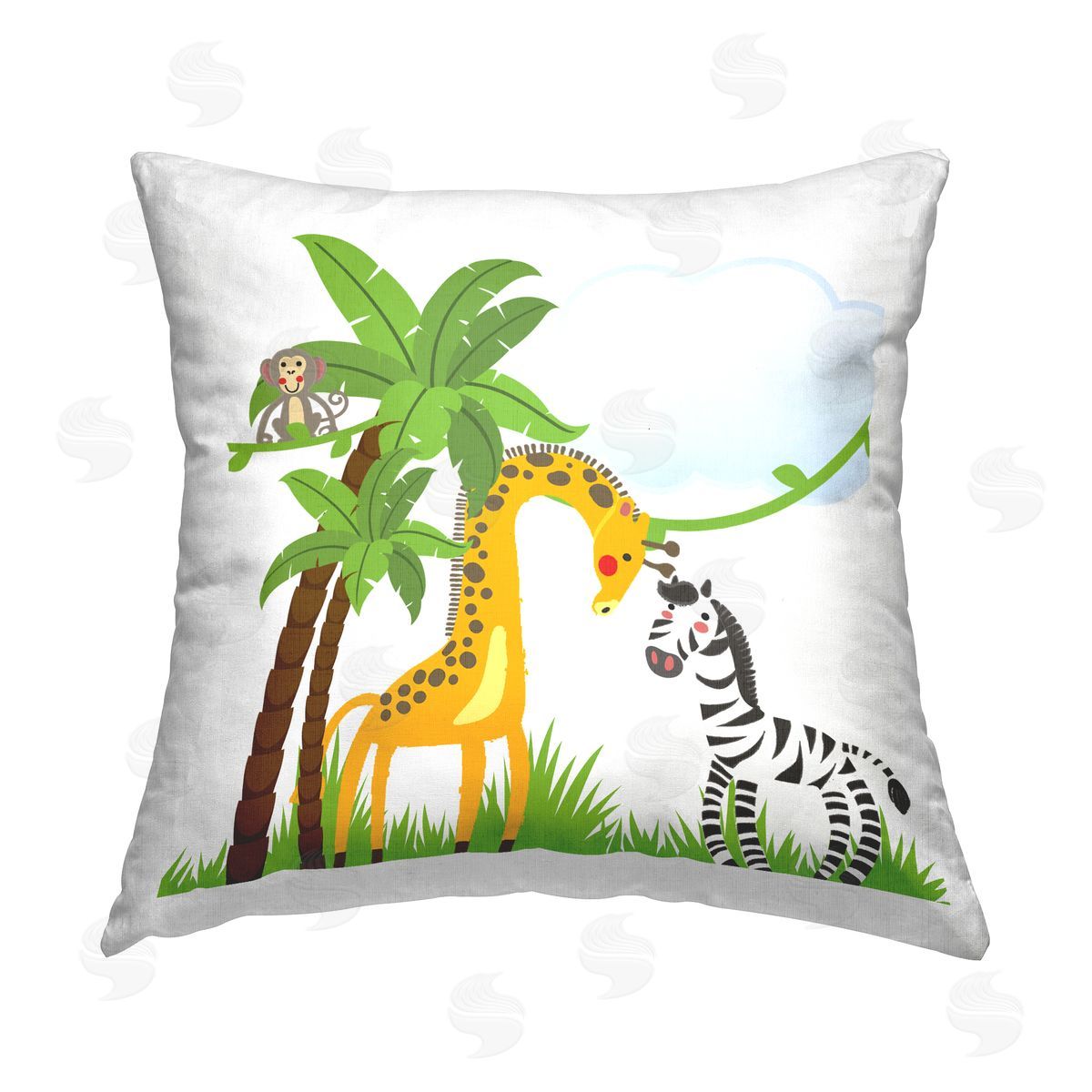 Kim Allen Cartoon Animals & Palm Trees Printed Plush Polyester Throw Pillow