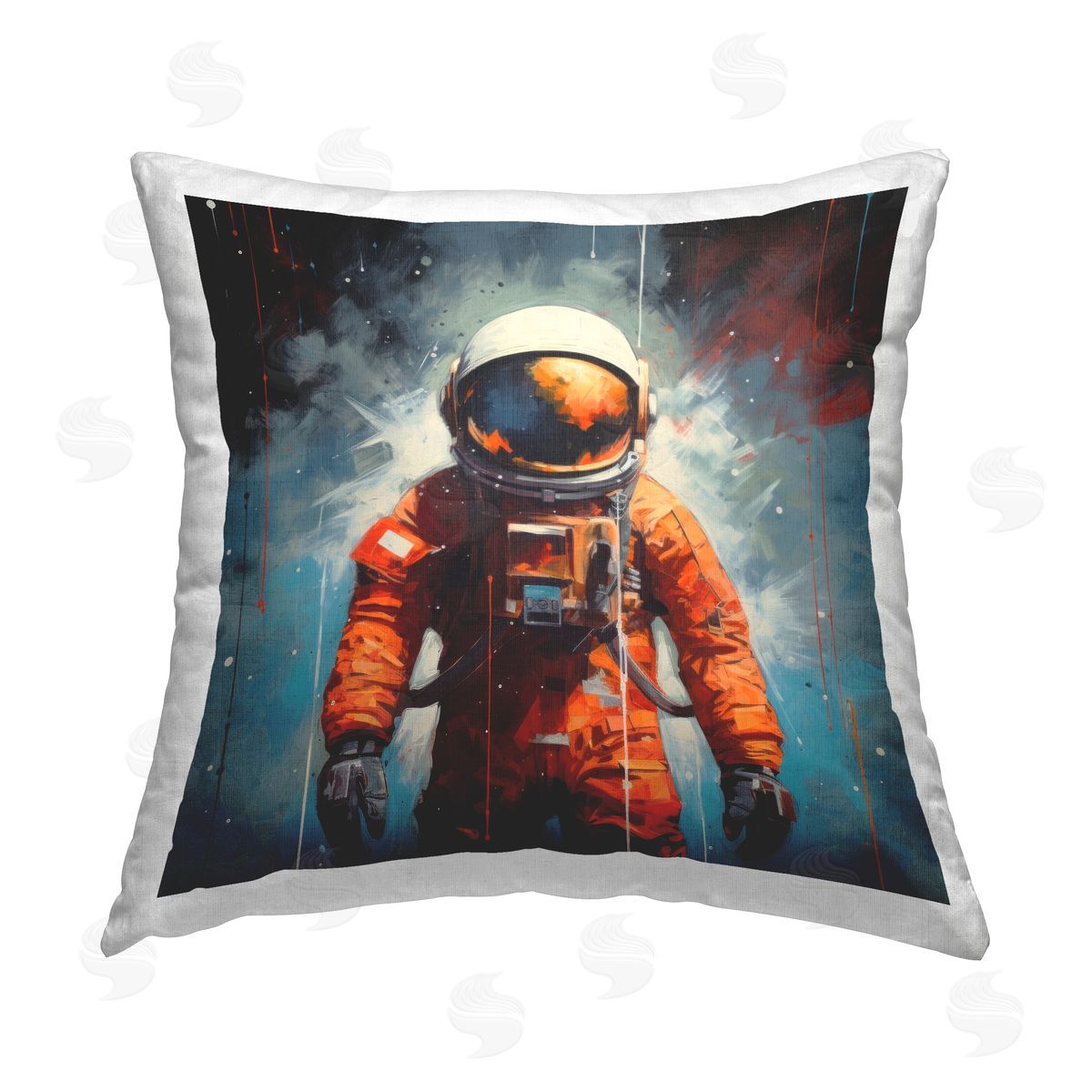 Lazar Studio Modern Astronaut in Space Printed Plush Polyester Throw Pillow