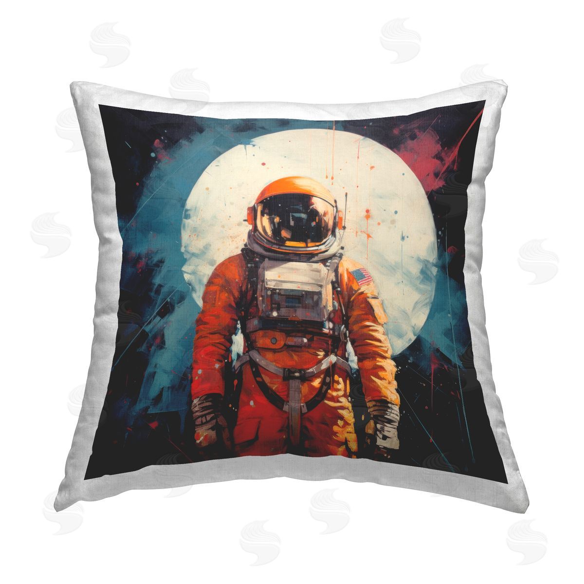 Lazar Studio Astronaut in Modern Galaxy Printed Plush Polyester Throw Pillow