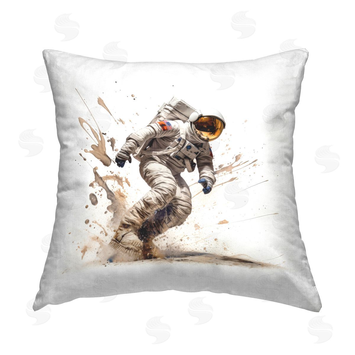 Lazar Studio Astronaut Moon Landing Printed Plush Polyester Throw Pillow