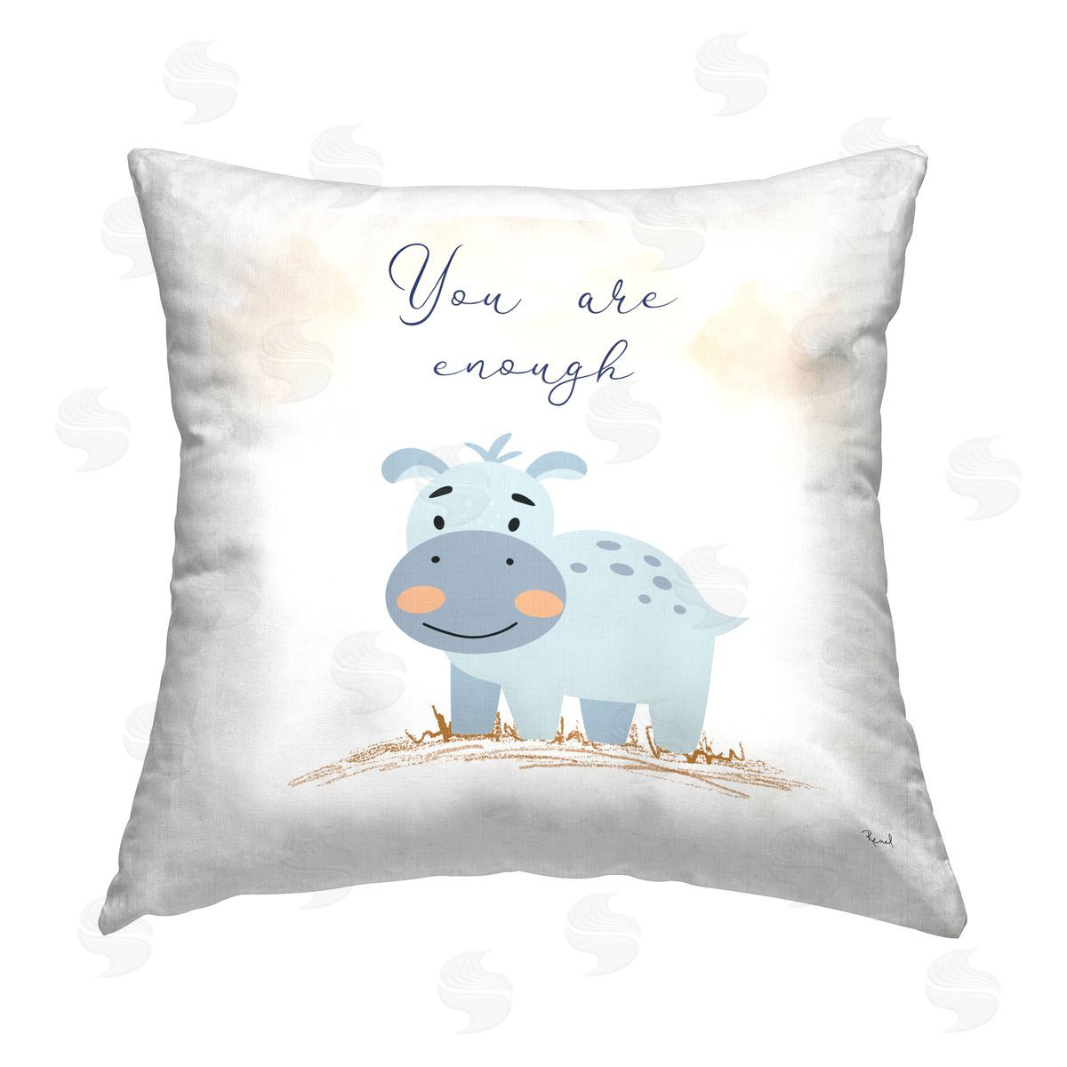 Matthew Piotrowicz Uplifting Nursery Cow Printed Plush Polyester Throw Pillow