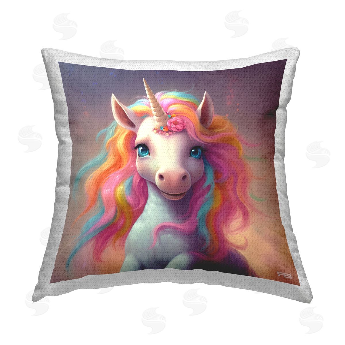 RB Unicorn & Pastel Mane Outdoor Quick-Dry Polyester Printed Throw Pillow