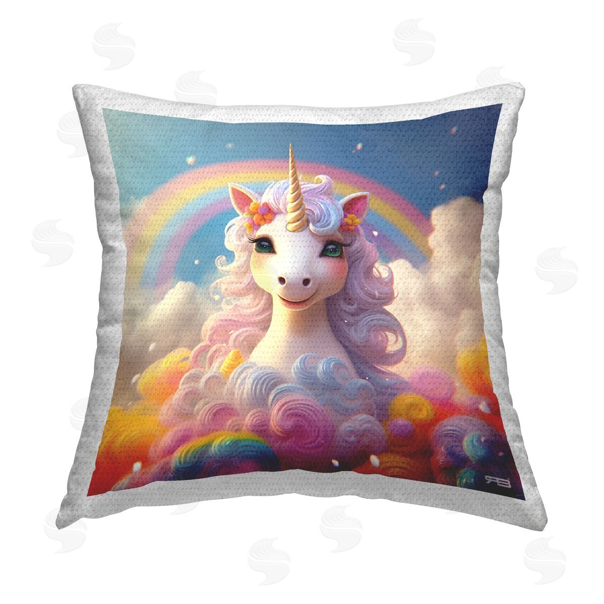 RB Unicorn Among Clouds Outdoor Quick-Dry Polyester Printed Throw Pillow