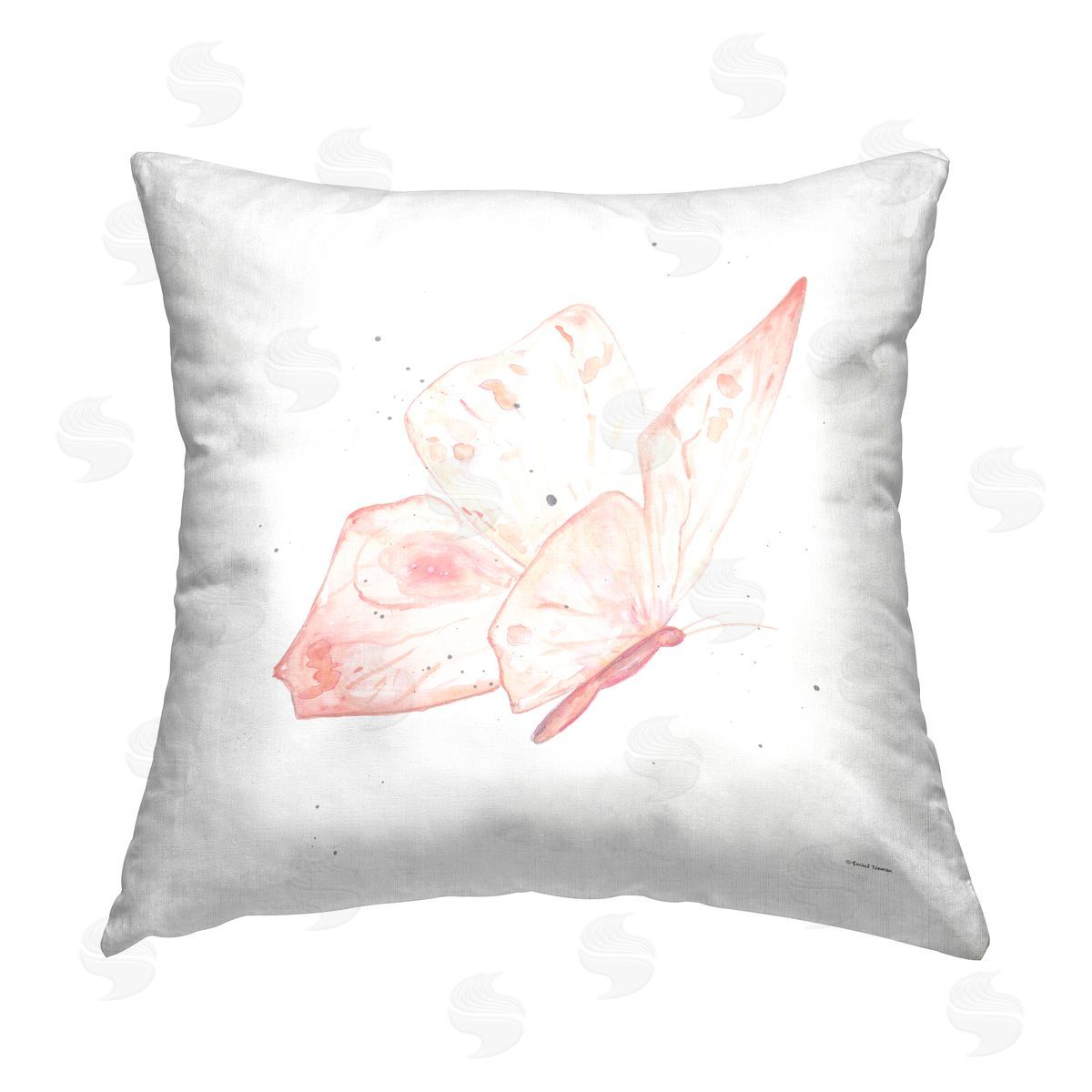Rachel Nieman Modern Pastel Butterfly Printed Plush Polyester Throw Pillow