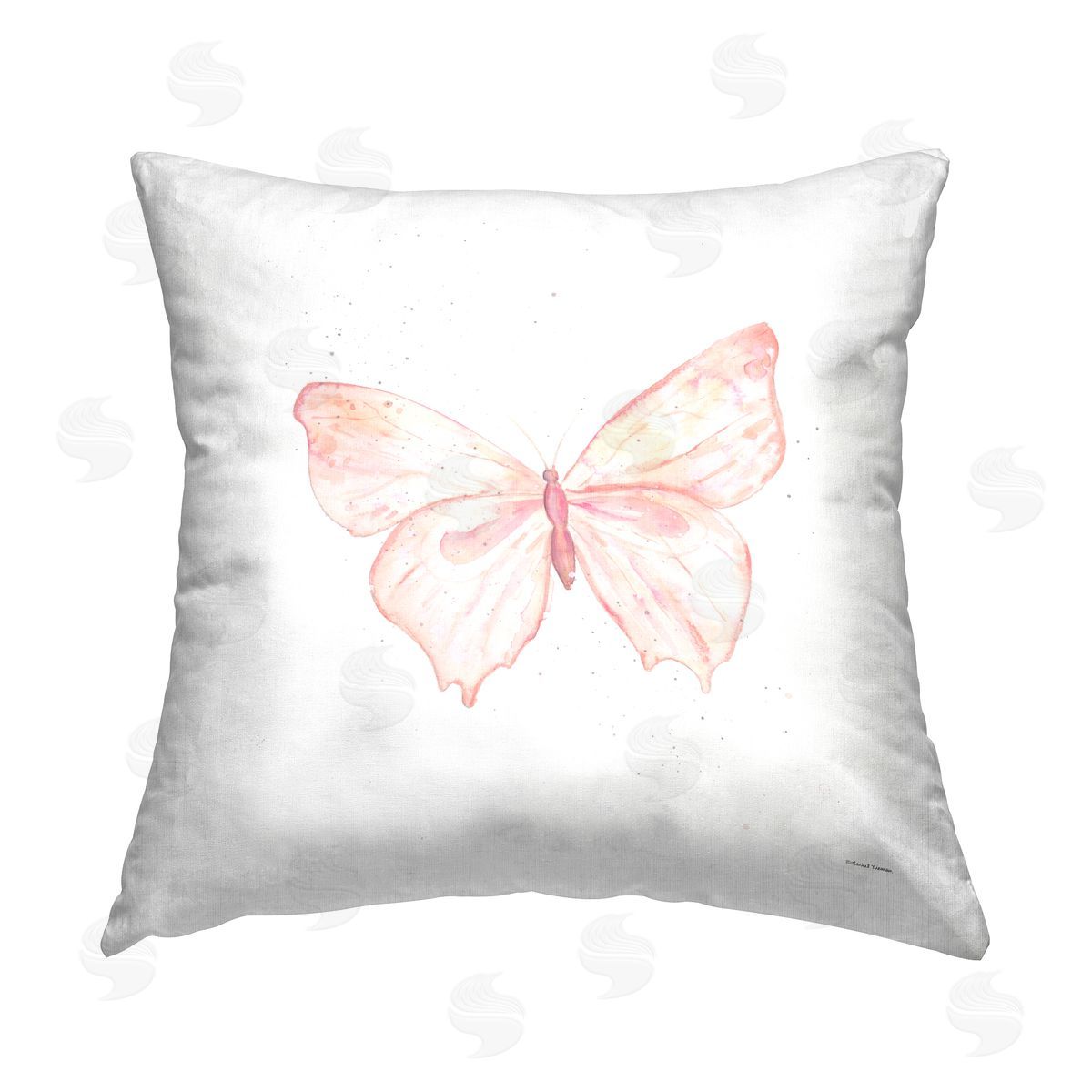 Rachel Nieman Pink Soft Butterfly Printed Plush Polyester Throw Pillow