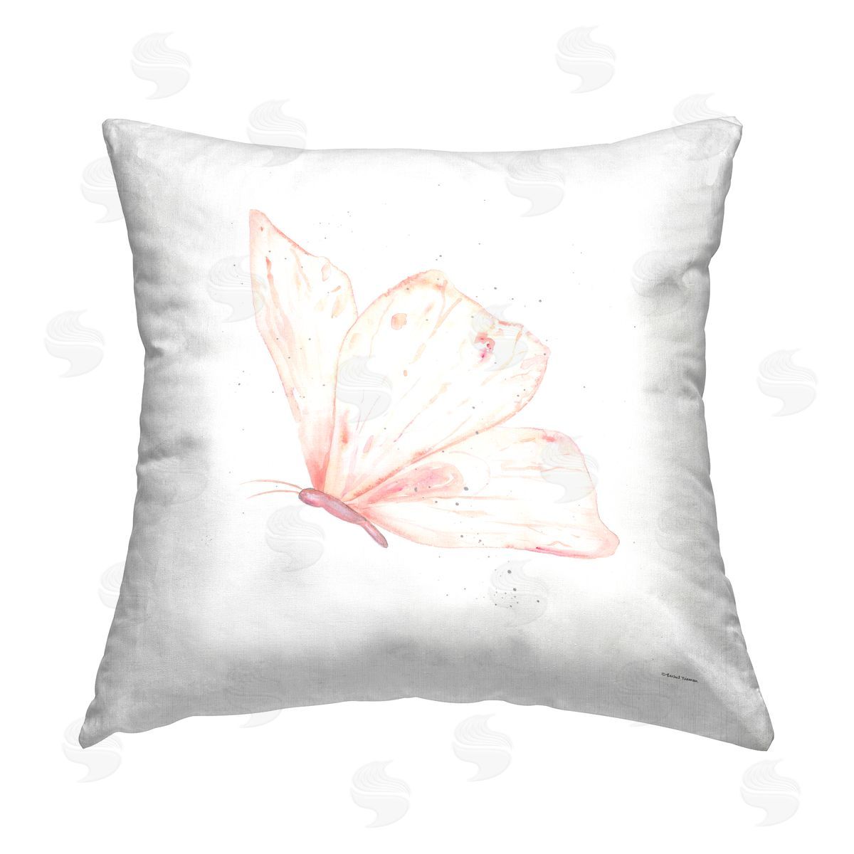 Rachel Nieman Subtle Pink Butterfly Printed Plush Polyester Throw Pillow